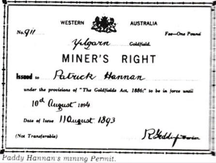 Paddy Hannan, Ballyroughan, Gold Prospector