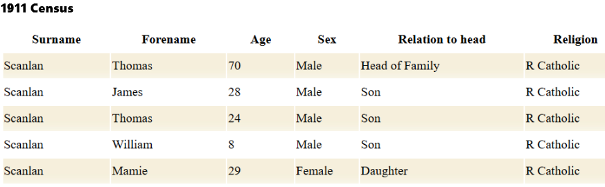 Family Names in Quin Parish 1855